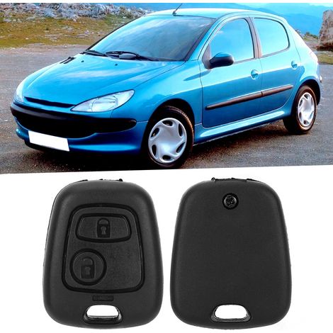 Housse de télécommande de voiture 2 boutons, coque de remplacement compatible Peugeot 206, étui de clé intelligente, protection en silicone, noir, accessoire auto (1/5)