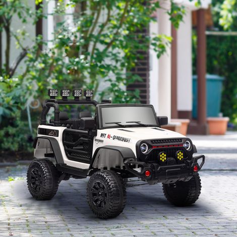 Elektroauto für Kinder ab 3 Jahren mit 12-V-Batterie, Fernbedienung, LED-Scheinwerfern, Hupe und Musik – Weiß