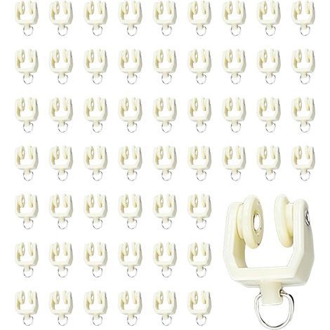 35 Pièces Rail de Rideau de Plafond Flexible et Pliable en Plastique pour Fenêtres et Douches, Rouleaux à Deux Roues pour Systèmes de Rideaux Lourds, Ensemble, Compatible avec Rails en Forme de I (1/5)