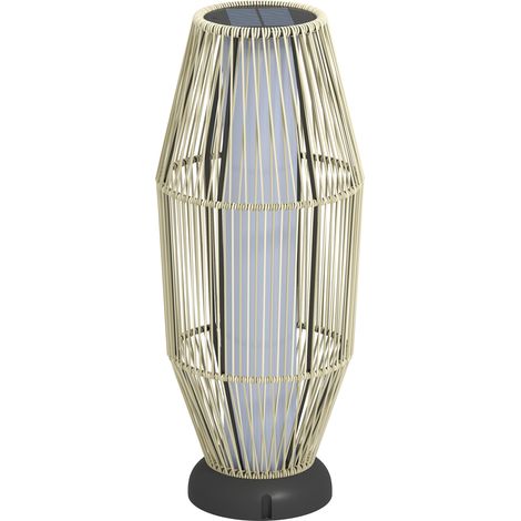 Outsunny Lampada da Esterno Solare con Illuminazione LED in Rattan Grigio