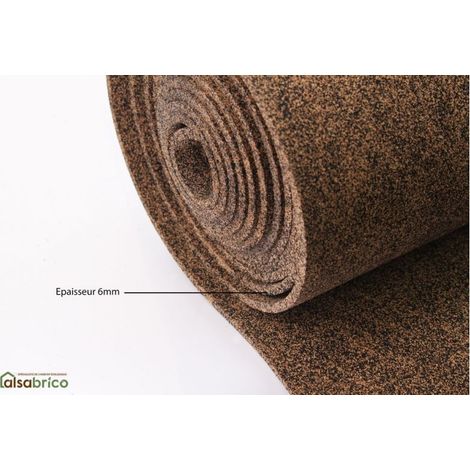 rouleau isolant souple en liège (50%) et caoutchouc (50%), ép. 6mm - 5m x 1m (1/6)