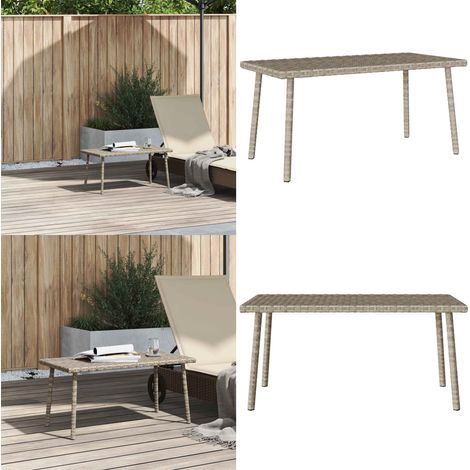 VidaXL Table basse de jardin rectangulaire gris clair résine tressée