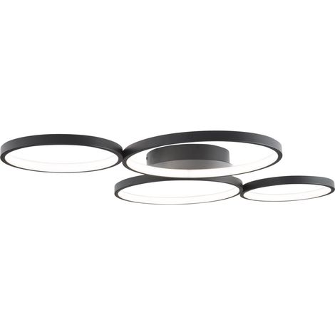 Plafonnier moderne noir 4 anneaux LED 67W Maxlight (1/3)