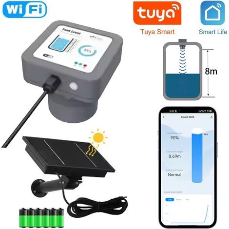 Tuya Misuratore di Livello Acqua a Lunga Distanza Smart WiFi con Pannello Solare