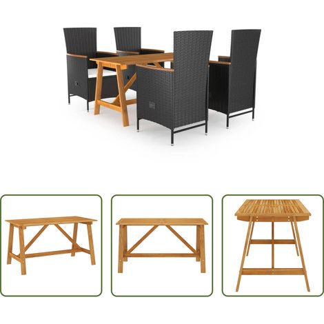 vidaXL Salle à manger extérieure - Ensemble à manger de jardin 5 pcs Noir (1/5)