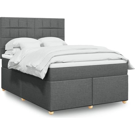 Boxspringbett mit Matratze Dunkelgrau 140x200 cm Stoff (1/5)