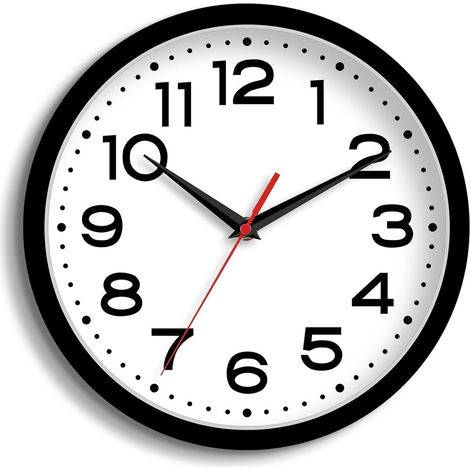 Horloge murale silencieuse noire 8 pouces - Noir - Moderne - 1 pièce - Cuisine, salon, bureau (1/5)