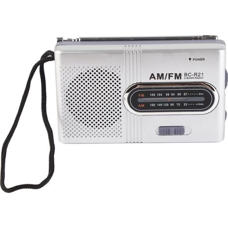 Radio FM AM Portable 5W Haut-parleur Longue Durée Transistor avec Jack Écouteurs pour Intérieur Extérieur Gris Argent (1/5)