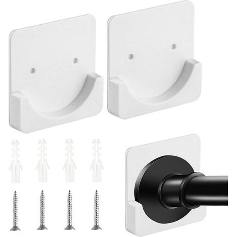 GDHZS-Lot de 2 supports adhésifs pour tringle de douche ,Fixations murales sans perçage pour tringle de rideau de douche (tringle non incluse) (1/5)