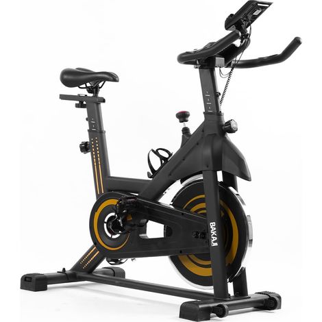 Vélo d'exercice Spinning Bike avec écran LCD et Bluetooth avec connexion à App Fitness, vélo d'entraînement avec chaise rembourrée réglable, idéal cardio, jambes, ventre, hanches, Home Gym