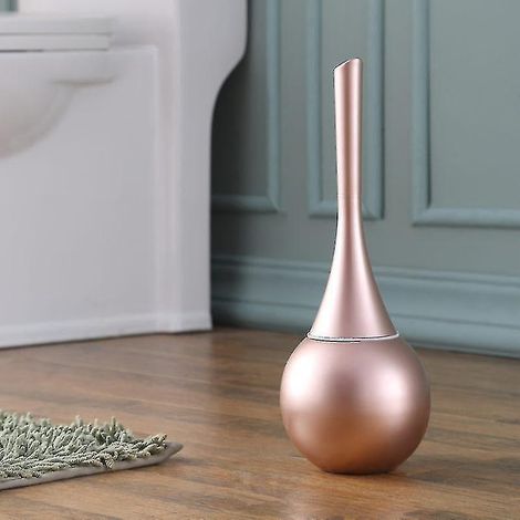 Brosse WC en acier inoxydable avec poils en silicone, couleur or rose (1/2)