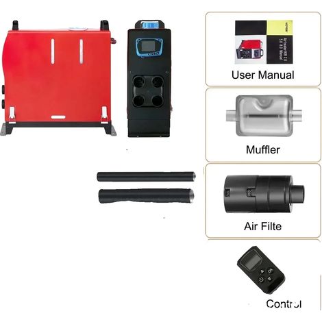 Calefactor estacionario, diésel de 5 kW, control remoto, pantalla LCD azul de 5 kW, 4 orificios (1/2)