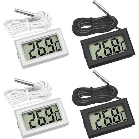 Mini LCD Digital Thermometer for Fridge, Freezer, Aquarium Black and White (Pack of 4) (1/5)