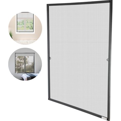 TolleTour Zanzariera finestra telaio in alluminio zanzariera schermo protezione UV impermeabile 80x100CM Antracite