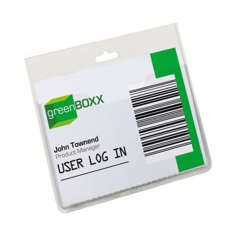 Namensschild 90 x 60 mm (B x H) inkl. 24 Einsteckschilder kombinierbar mit Kette Clip Textilband Jojo transparent 20 St./Pack. (1/4)