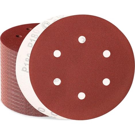 Schleifpapier 150mm Klett 6 Loch 180 K&xF6rnung 100 St&xFCck (1/5)