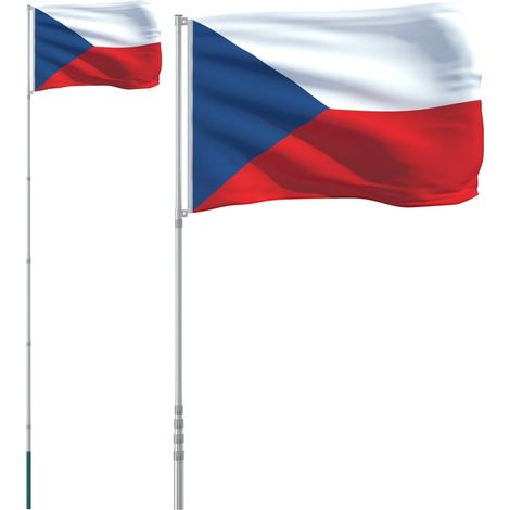 Drapeau tchèque et mât 5,55 m Aluminium CFW517554 (1/5)