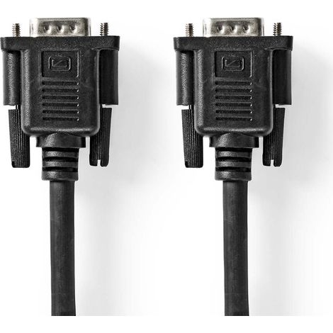 Nedis VGA-Kabel / VGA Stecker / VGA Buchse / Vernickelt / Maximale Auflösung: 1280x800 / 5.00 m / Rund / ABS / Schwarz / Label