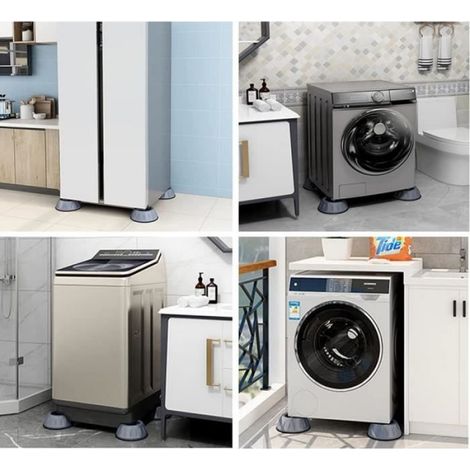 8 Pièces Pied Machine a Laver, Tampons À Pied Machine À Laver pour Machines à Laver Séchoirs et Meubles (Gris) (1/4)