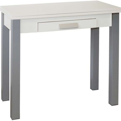 Mesa de cocina Carol con apertura tipo libro acabado blanco, 80 x 40/80 x 76 cm (largo x ancho x alto) (1/2)
