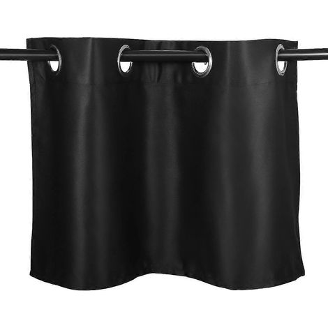VORCOOL Rideau court occultant anti-UV couleur pure pour cuisine, balcon et maison 74x46cm (Noir) (1/4)