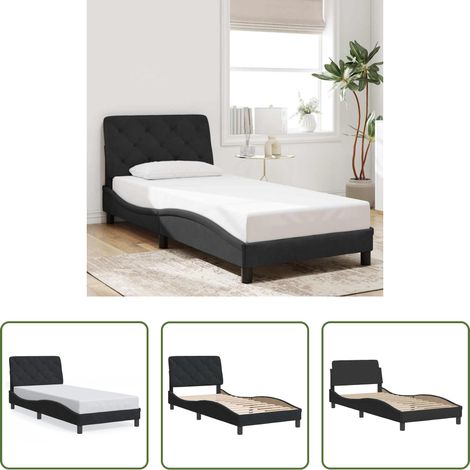 vidaXL Schlafzimmer Einrichtung - Bettgestell ohne Matratze Schwarz 90x200 cm Samt (1/5)