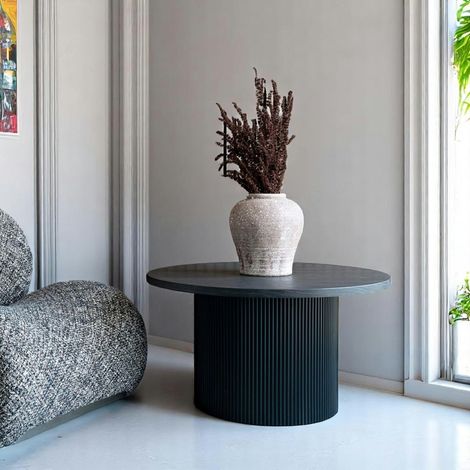 Table basse ronde effet bois foncé ø80 cm MATERA (1/3)
