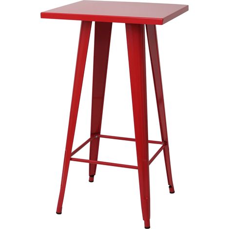 Table haute HWC-A73, métal, design industriel 105x60x60cm - rouge (1/5)