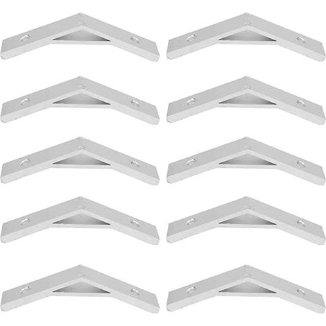 Équerres d'angle - Lot de 10 - 135° - Alliage d'aluminium - Connecteurs d'angle profilés - Supports d'étagère - Robustes - Esthétiques - Supports de fixation - Modernes - Blancs (1/4)