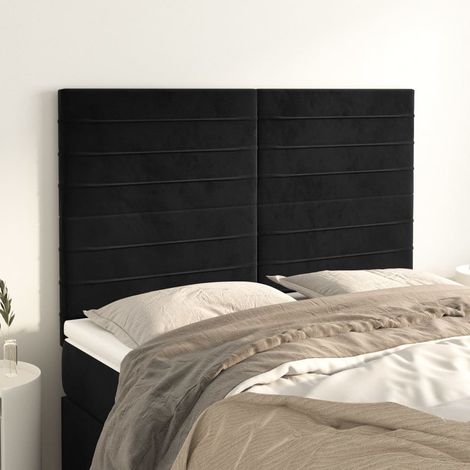 Têtes de lit 4 pcs Panneau de lit pour Lit adulte Décoration murale Noir 72x5x78/88 cm Velours XRKJY6155181 (1/5)