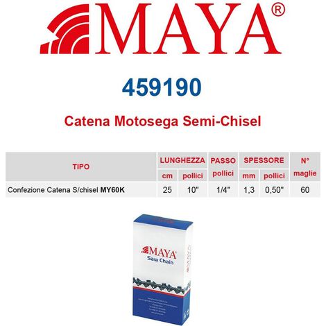Catena motosega confezionata 1/4&quot 1.3 mm - .050&quot 60 maglie senza antirimbalzo profilo Semi tondo - 459190