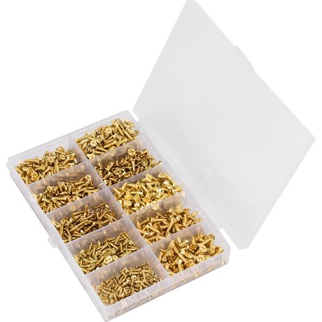 Kit d'assortiment de 1080 vis autotaraudeuses à tête fraisée cruciforme en fer, M2, M2.5 et M3. (1/5)