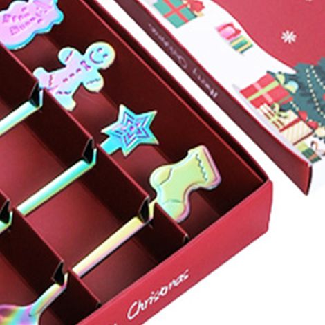 Set aus Edelstahl-Teelöffeln, Dessert- und Kuchenlöffeln, als Weihnachtsgeschenk für Familie und Freunde, Farbe (1/4)