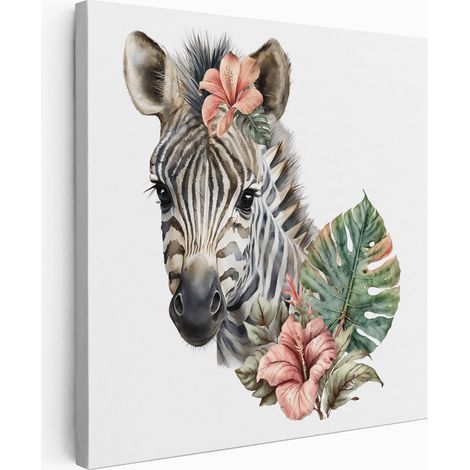 Tableau toile Enfants Carré - Zèbre - 20x20 cm (1/2)