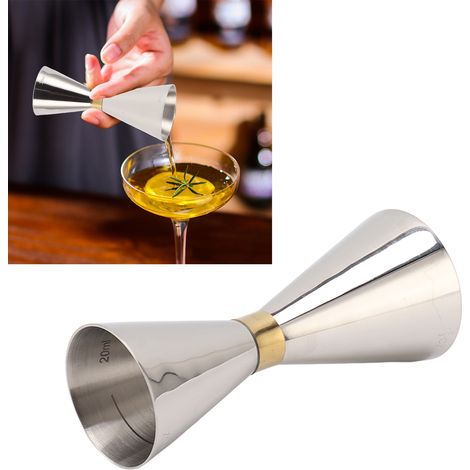Tasse à mélanger graduée à double fond en acier inoxydable 304 avec anneau doré, petite contenance (30 ml), couleur naturelle (1/5)