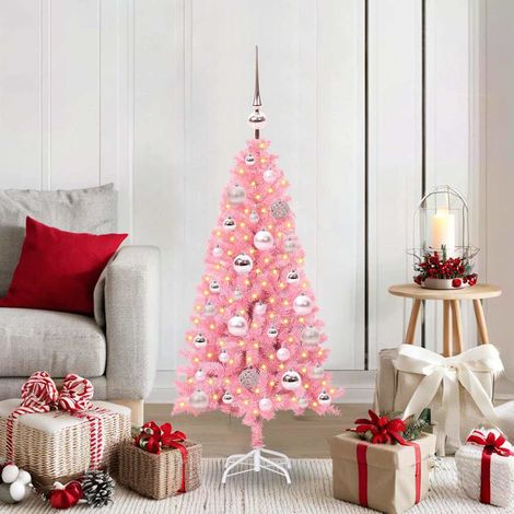 Weihnachtsbaum mit 150 LEDs mit Ständer Rosa 120 cm PVC