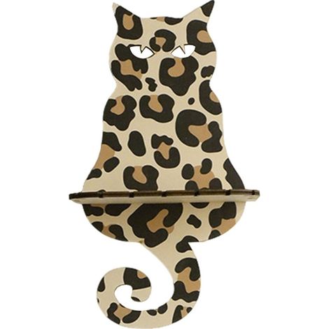Étagère murale bois ms10108 motif léopard forme chat design original pour rangement cristaux et décoration intérieure moderne (1/4)