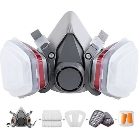 Masque Protection Réutilisable Avec Filtre Anti Poussière,Masque a Gaz Respiratoire avec Filtre pour Pulvérisation,Peinture,Travaux, Produits Chimiques,Bricolage,Ponage (1/4)