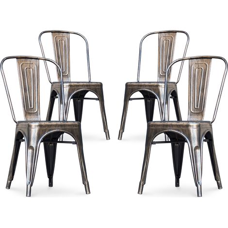 Pack of 4 Dining Chairs - Industrial Design - New Edition - Stylix Metallic bronze (1/3)