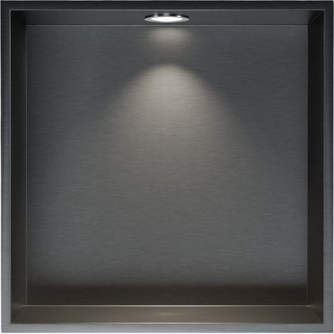 Wandnische Edelstahl Bernstein NT303010X mit LED-Spot 30x30x10 cm Gunmetal 1x Spot Einbaurahmen Chrom