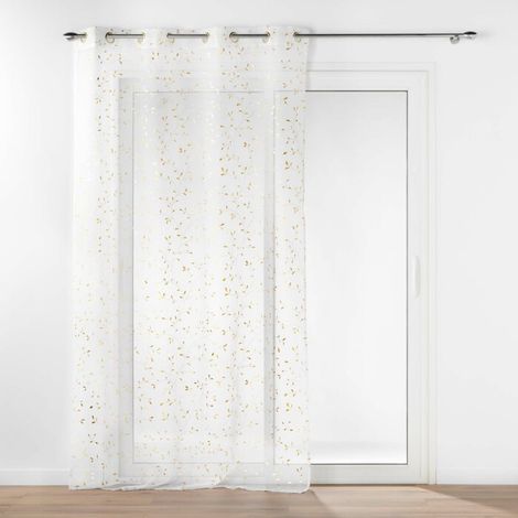 Voilage a oeillets 140 x 240 cm voile sablé imprimé metallisé Flessia Or (1/4)
