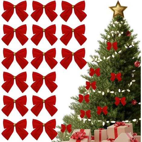 Lot, de 48 mini nœuds de Noël rouges, pour sapin de Noël, pour fêtes,anniversaires et mariages (1/5)