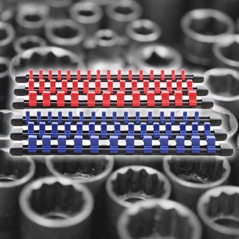 XPOtool 6x Porta bussole Supporti per bussole in ABS Guide per 86 punte 1/2, 1/4 e 3/8Supporto per riporre fino a un totale di 86 bussole6 supporti di forma piattaPer bussole metriche e imperiali: 6,3 (1/4)