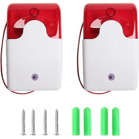 Lot de 2 sirènes d'alarme filaires 12 V avec gyrophare pour la sécurité de la maison et du bureau (1/5)