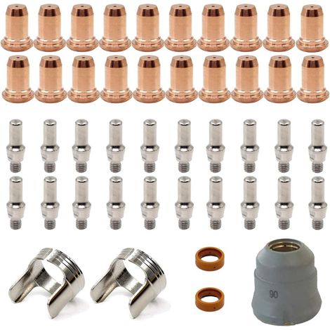 45-teiliges Set für Plasma-Schneidelektroden PT40 PT60 - Düsen, Diffusoren, Führungshalter und Schutzkappen IPT40 IPT60-lsw