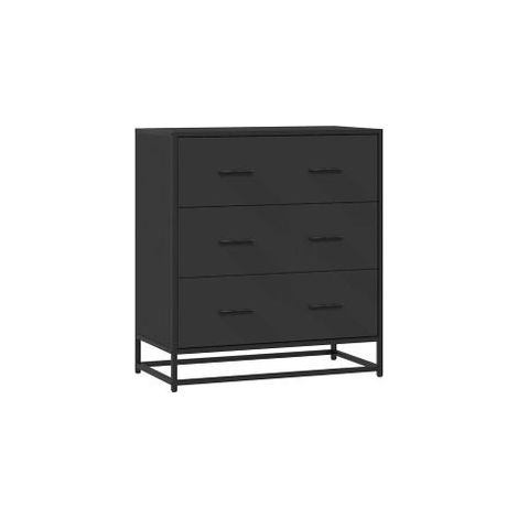 Commode 3 tiroirs Dovany L68xH76xP35 - Bois et métal-Noir (1/5)