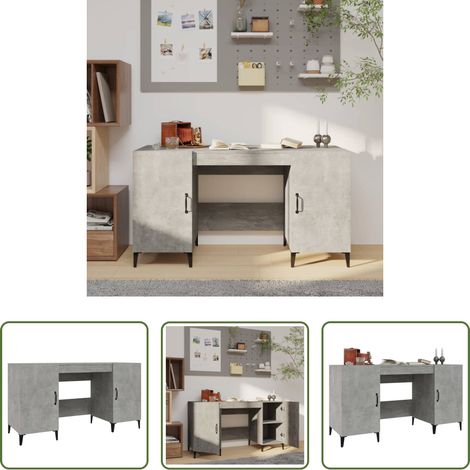 Bureau d'étude - Bureau Gris béton 140x50x75 cm Bois d'ingénierie (1/5)