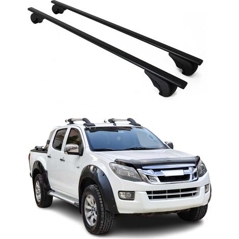 OMAC Barres de toit pour Isuzu D-Max 2012-2026 – TÜV / DIN 75302:2019 – Antivol inclus – Charge max 75 kg – 2 barres Noir (1/4)