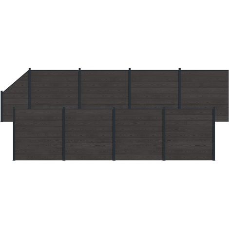 Zaunelement 9 pcs WPC und Aluminium Schwarz vidaXL