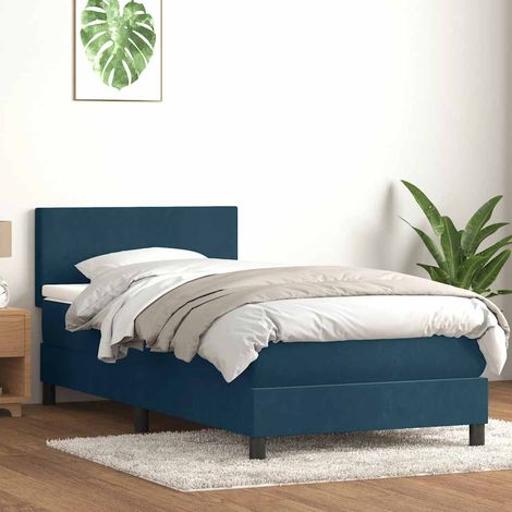 Boxspringbett mit Matratze Dunkelblau 80x220 cm Samt